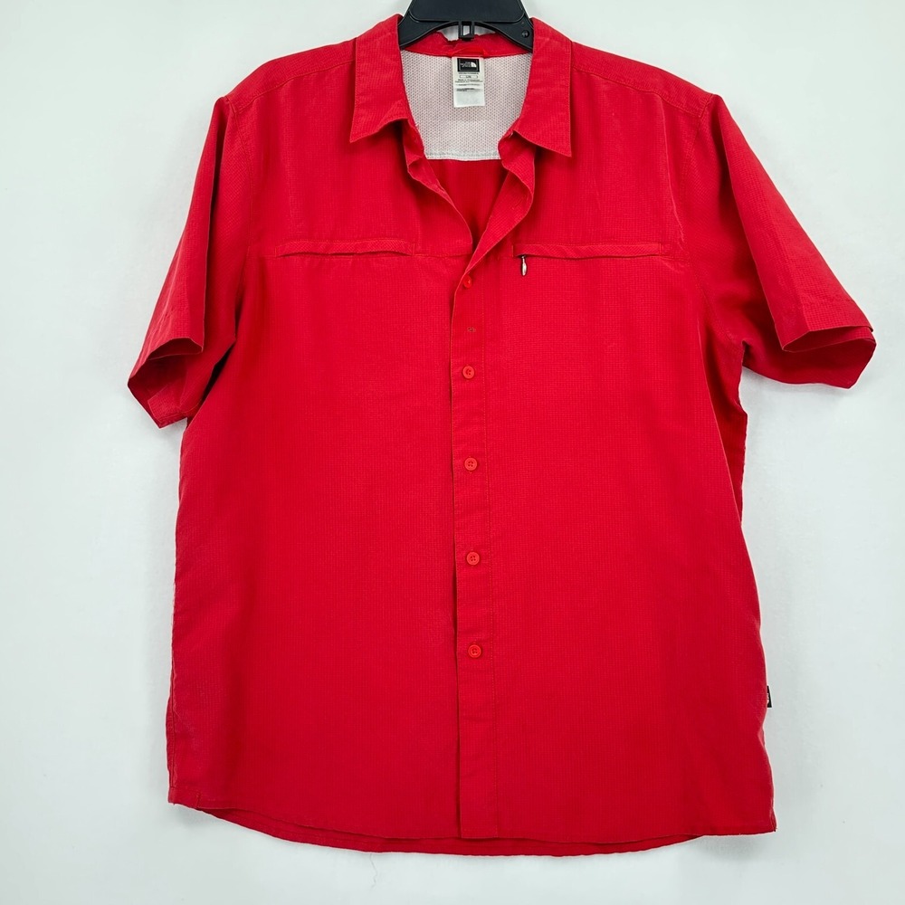The North Face Mens Shirt L Red Button Up Outdoors‎ Wicking Camping Hiking